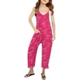 thumbnail image 2 of Girls Overall Bow Print Jumpsuits Rompers for Girls Spaghetti Strap Overalls with Side Pockets Girls' Fashion 5-6 Y, 2 of 6