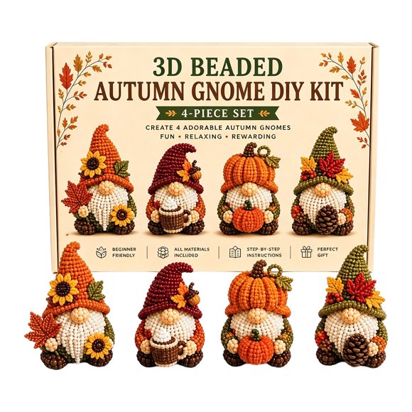 Anmrize Cow Chicken Pig Sheep Gnomes, Seasonal Craft Gift, 3d Beaded Craft Kit, Farm Animal Gnome DIY Kit, 4-Piece Gnome Set, 3d Beaded Farm Animal Gnome DIY Kit, 4-Piece Set, F