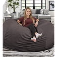 thumbnail image 1 of Ultimate Sack 6000 6-Foot Bean Bag Chair with Footstool Set, Grey Suede Cover, 1 of 6