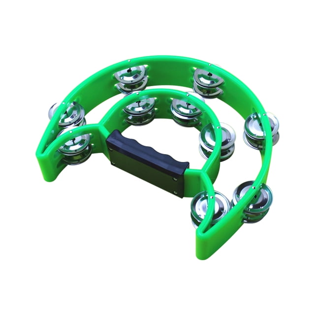 Amdohai Double Row Handheld Tambourine Metal Jingles Hand Held Plastic