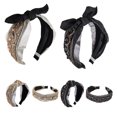 thumbnail image 4 of Bandeaux Nœud Papillon Bandeau Broderie Paillettes Perles Turban Grand Réglable Accessoires Femmes Beige Perle Nœud, 4 of 8