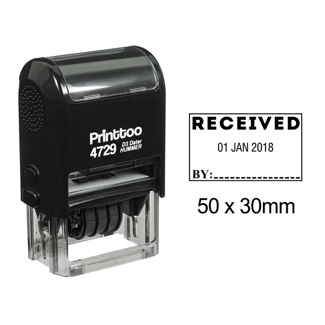 Printtoo Office Stationery Dater Stamp With Received By Text And Sign Space Self Inking Rubber Stamp-Black