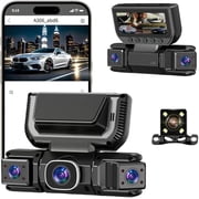 360° Car DVR WiFi 4Channels Dash Cam Video Recorder, Front and Rear Wireless Dash Camera, 1080P FHD Camera, Built-in GPS WiFi Night Vision, App Control, Parking Monitor, Loop Recording(1PC+32G Card)