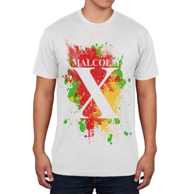 Malcolm X T-Shirt Doux pour Homme à Éclaboussures Abstraites
