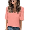thumbnail image 1 of Timegard Womens Tops V-Neck 1/2 Sleeve Solid Color Basic Tee Shirts Comfy Blouse Casual Tunic Tops, 1 of 5