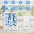 thumbnail image 2 of Geevon Indoor Outdoor Thermometer Wireless, Large LCD Display Digital Hygrometer Thermometer Temperature Humidity Monitor with 3 Remote Sensors and Backlight, Battery-Powered(White With Backlight), 2 of 10