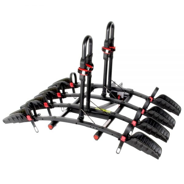 Trimax Verrous Porte-Vélo RMBR4 ROAD-MAX; Support d'Attelage avec Récepteur de 2 Pouces; Contient 4 Vélos; Capacité de Poids jusqu'à 132 Livres; Roue de Vélo Repose sur des Sangles; avec Verrou; Pliable; Revêtement en Poudre Noir; Acier