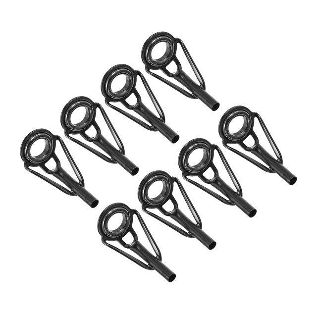 Unique Bargains Kit de Réparation d'Embout de Canne à Pêche en Acier Inoxydable 2,2 mm, Guide d'Anneau de Perche, Remplacement, Noir, Lot de 8
