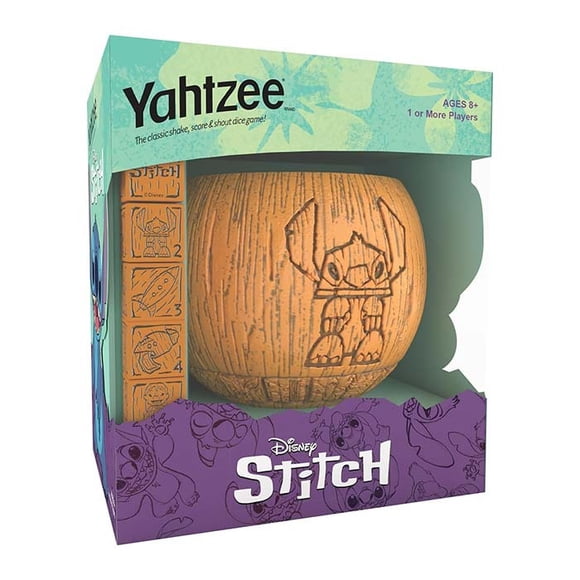 Yahtzee Disney Stitch Jeu de dés Classique avec Gobelet de dés Style Tiki