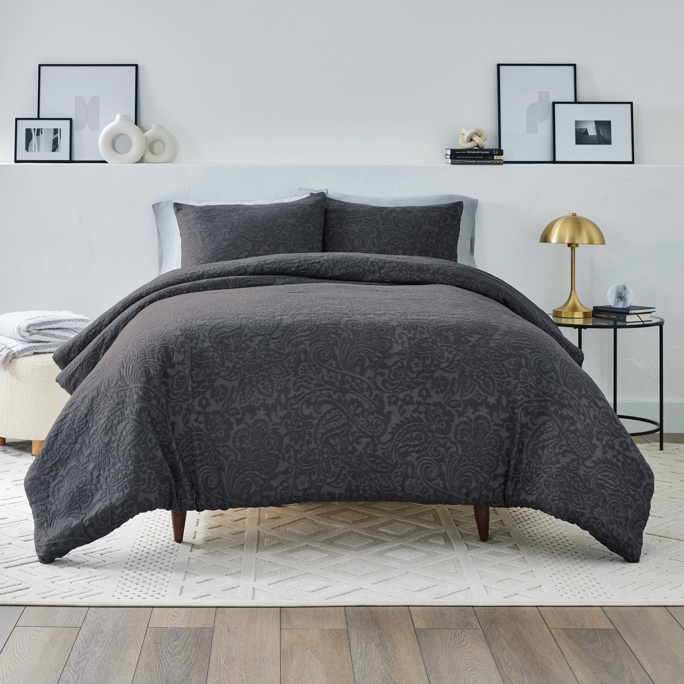 Better Homes & Gardens Paisley Matelasse 3-Piece Comforter Set, Grey, Full Queen, All Ages