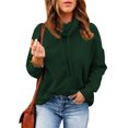 thumbnail image 2 of KIHOUT Printemps Hiver Hauts pour Femmes Mode Manches Longues Col Rond Chandail à Enfiler Couleur Unie Chandail à Capuchon Décontracté Blouse Hauts, 2 of 9