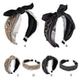 thumbnail image 2 of Bandeaux Nœud Papillon Bandeau Broderie Paillettes Perles Turban Grand Réglable Accessoires Femmes Beige Perle Nœud, 2 of 8