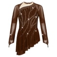 thumbnail image 3 of RUNQHUI Robe de Patinage Artistique à Manches Longues pour Filles, Dos Nu Brillant, Danse Lyrique Moderne, Marron 6, 3 of 5