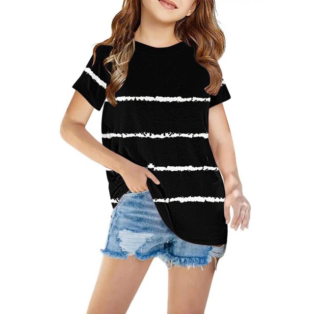 Mefallenssiah T-Shirts pour Enfants Manches Courtes T-Shirt Graphique Col Rond Crop top pour Filles et Garçons de 3 à 14 Ans