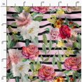 thumbnail image 2 of Soimoi Tissu en Velours Rose Rayé & Roses Grandiflora Imprimé Floral 1 Yard 58 Pouces de Large, 2 of 4