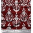 thumbnail image 1 of Soimoi Poly Georgette Fabric Leaves & Floral Block Print Fabric by The Yard 52 Inch Wide, 1 of 3
