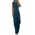 thumbnail image 1 of Ensembles en Lin Deux Pièces pour Femmes Ensembles 2 Pcs pour Femmes Ensemble de Vêtements Femme Col Rond Sans Manches Hauts Pantalons Ensembles Style Pantalon Complet S_953 Survêtements pour Femmes Bleu Marine m, 1 of 6