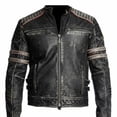 thumbnail image 1 of Distressed Leather Motorcycle Jacket Vintage Motorcycle Jacket Leather Riding Jackets Mens Black Leather Biker Jacket Best Motorcycle Jacket size XXXL, 1 of 4