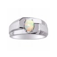 thumbnail image 1 of RYLOS Men's Rings 14K White Gold Ring Classic Solitaire 7X5MM Oval Shape Gemstone Designer Band Opal African October Birthstone Rings For Men Size 9, 1 of 6