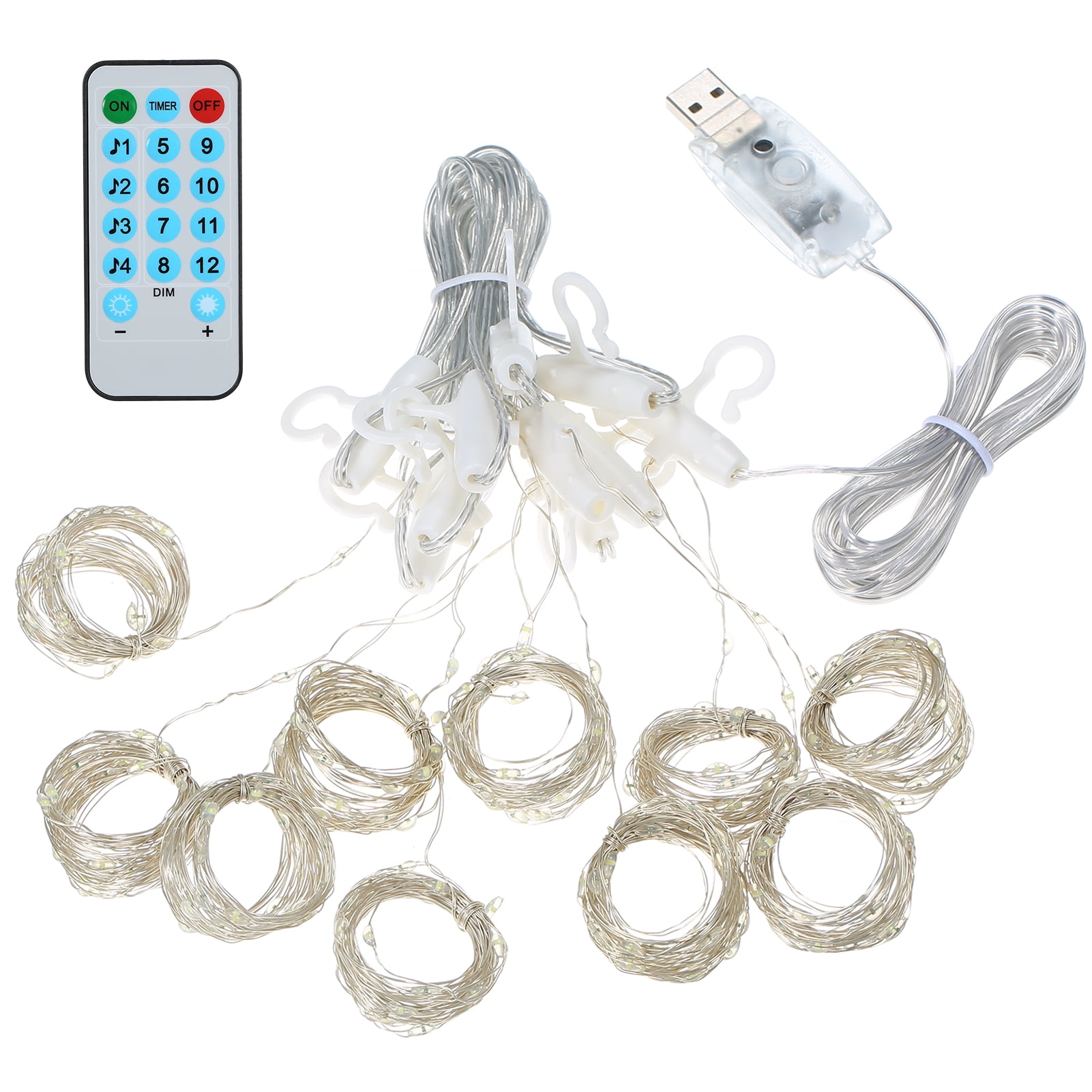 300 LEDs Fairy Curtain Lights with Remote Control 3*3 Meters Voice Activated Sync Function Window String Light USB Powered Copper Twinkle Lights for Bedroom Party Wedding Wall Decoration
