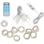 300 LEDs Fairy Curtain Lights with Remote Control 3*3 Meters Voice Activated Sync Function Window String Light USB Powered Copper Twinkle Lights for Bedroom Party Wedding Wall Decoration