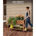 thumbnail image 2 of Bingirl Jardinière Surélevée avec Pattes et Roues - Bac de Plantation Extérieur 48x24x30 Pouces avec Doublure Imperméable et Tablette de Rangement - pour Patio, Terrasse, Balcon, Cour Arrière, 2 of 7