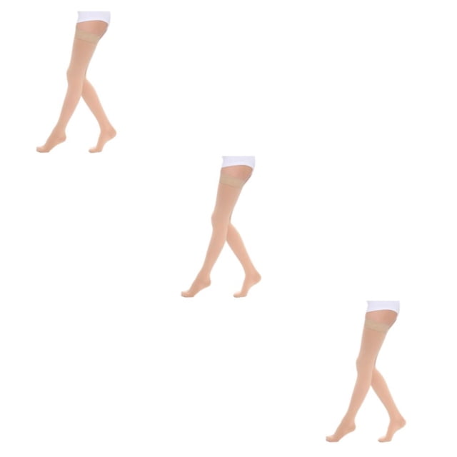 Baohd Soft And Stretchy Compression Stockings Fashionable And Comfortable Toe wrapping - skin L 3Set