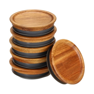 Uxcell Couvercles de Pots Mason à Ouverture Régulière Couvercles de Pots de Mise en Conserve en Bois Pots à Billes Couvercles en Bois 6 Pcs
