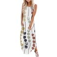 thumbnail image 2 of Lenago Robes Maxi Grande Taille pour Femmes 2023 Robe Longue Sans Manches à Col Rond Imprimée pour Femmes Robes d'Été de Plage en Liquidation, 2 of 5