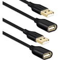 thumbnail image 1 of Fasgear USB 2.0 Extension Cable 10ft,2 Pack a Male to a Female USB Extension Lead for Charging and Syncing - USB Extender for Printers |Cameras|Mouse|Keyboards & Other Computer Accessories(3m,Black), 1 of 5
