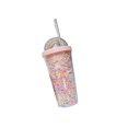 thumbnail image 2 of Plastic Straw Cup for Kids - 550ml Insulated Tumbler with Hard Straw, Summer Cold Drinks & Fruit Punch, Leak-Proof Design, Pink Blue Purple Mint Green, 2 of 7