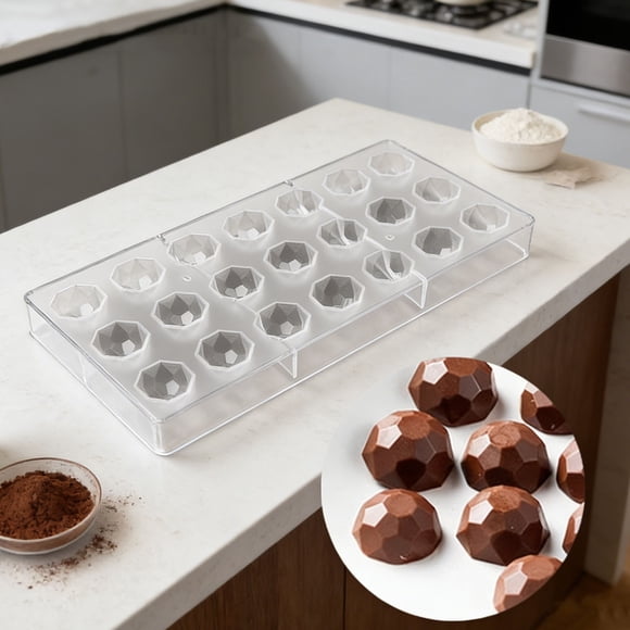 Dvkptbk silicone Moule en Moules à Chocolat à 21 Compartiments Forme de Prismes Semi-Circulaires - Série de Moules à Chocolat Football Outil de Pâtisserie en Plastique Transparent Moules à Bonbons Bricolage