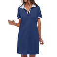 thumbnail image 1 of Dvprdro Robes pour Femmes Mode Classique Solide Manches Courtes Mini Robe Décontractée Été Tennis Golf Chemise Robe avec Poches, 1 of 5
