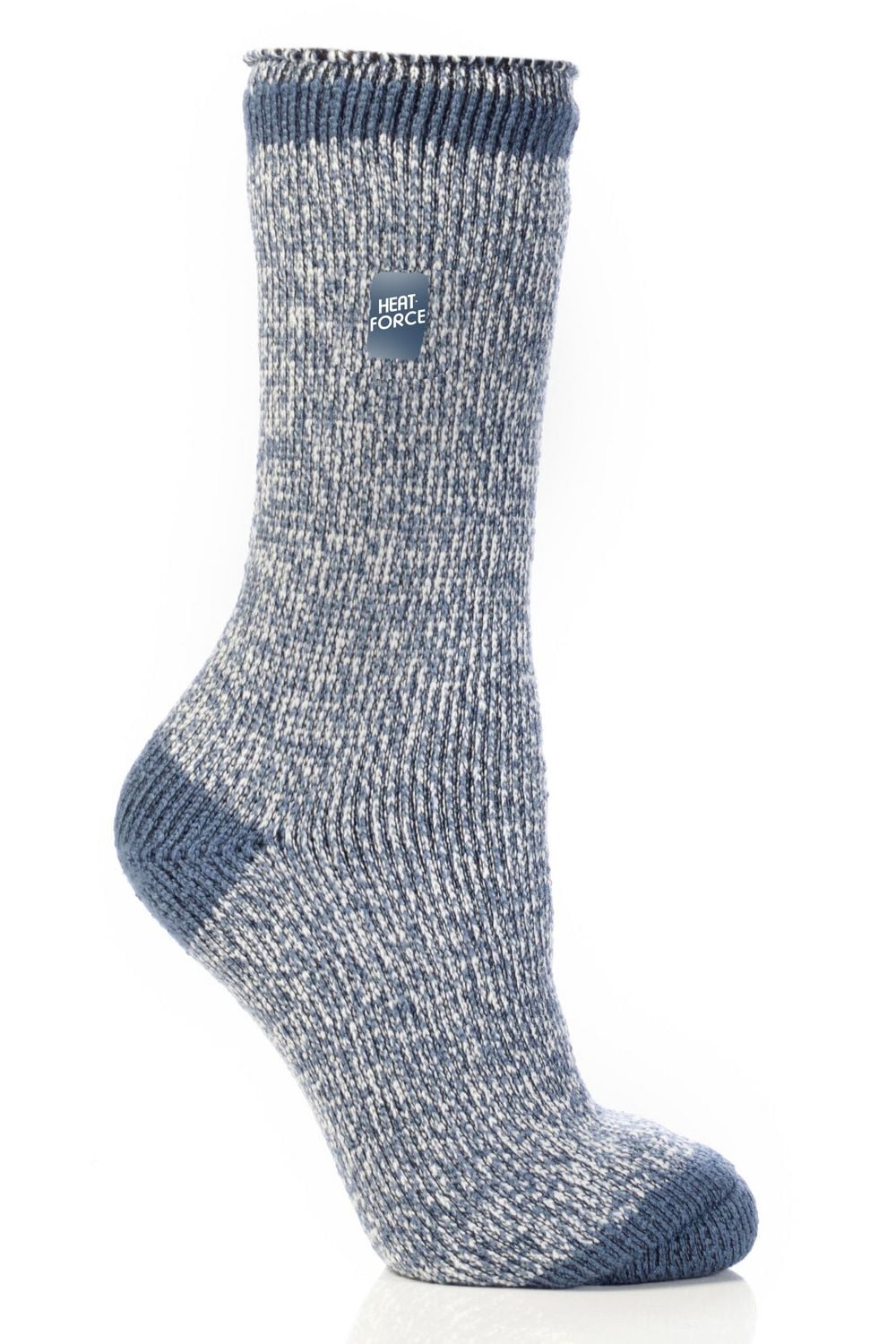 Heat Force Women's Denim/ Cream Contrast Heel & Toe Twist Crew Sock 5-9