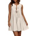 thumbnail image 2 of Ovzne Robes pour Femmes 2025 Robe pour Femme Robe Décontractée Sans Manches à Col Rond à Lacets Plissée Robe de Printemps Liquidation, 2 of 7