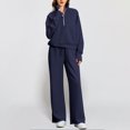 thumbnail image 2 of Women's Fall Matching Set - Half Zip Sweatshirt & Wide Leg Sweatpants - Casual Oversized Outfit S-XXL, 2 of 3