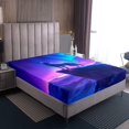 thumbnail image 4 of Wolf Kids Twin Size Bed Sheets Set,Nebula Galaxy Sheet Set Western Wolves Sheets Mountain Magical Animals Bed Set,Purple Blue, 4 of 7