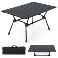 thumbnail image 1 of Patiojoy Table de Camping Pliante Table de Plage Roulante en Aluminium Pliable avec Sac de Transport Hauteur Réglable à 4 Niveaux Foncé, 1 of 7
