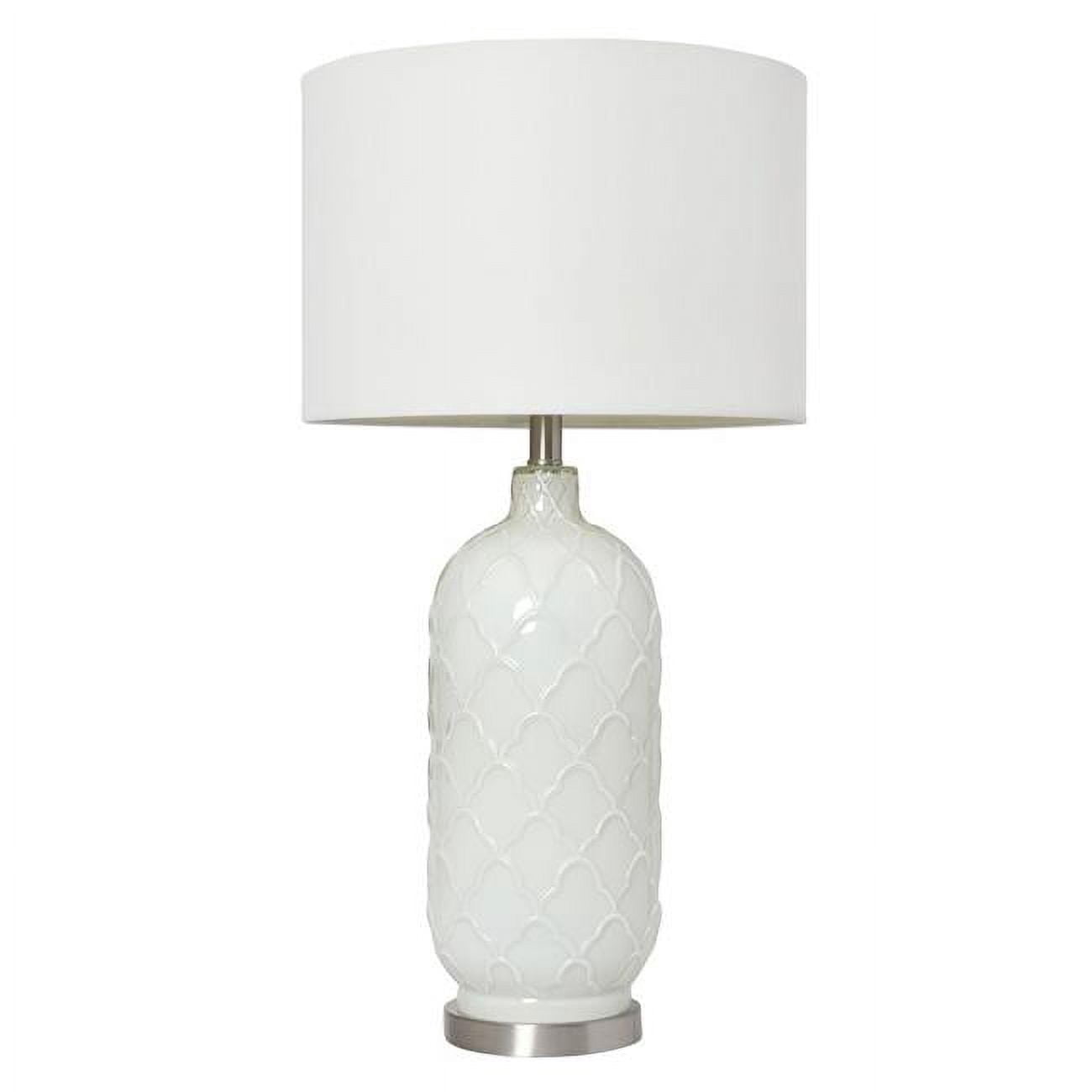 Elegant Designs Lampe de Table en Verre Nickel Brossé et Blanc