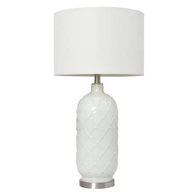 Elegant Designs Lampe de Table en Verre Nickel Brossé et Blanc
