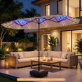 thumbnail image 2 of Costway Double-Sided Patio Umbrella with Color-Changing Flowing Solar LED Lights Crank Lift Brown, 2 of 10