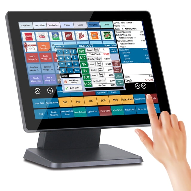 Syson POS 15" Touch Screen POS Capacitive LED Multi-Touch Touch Screen, True Flat Seamless Monitor for Restaurant Kiosk Retail