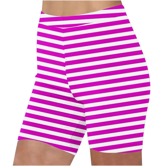 Plebaso Shorts pour Femmes 2025 Imprimé Rayé Shorts de Plage Taille Haute Mode Leggings Courts