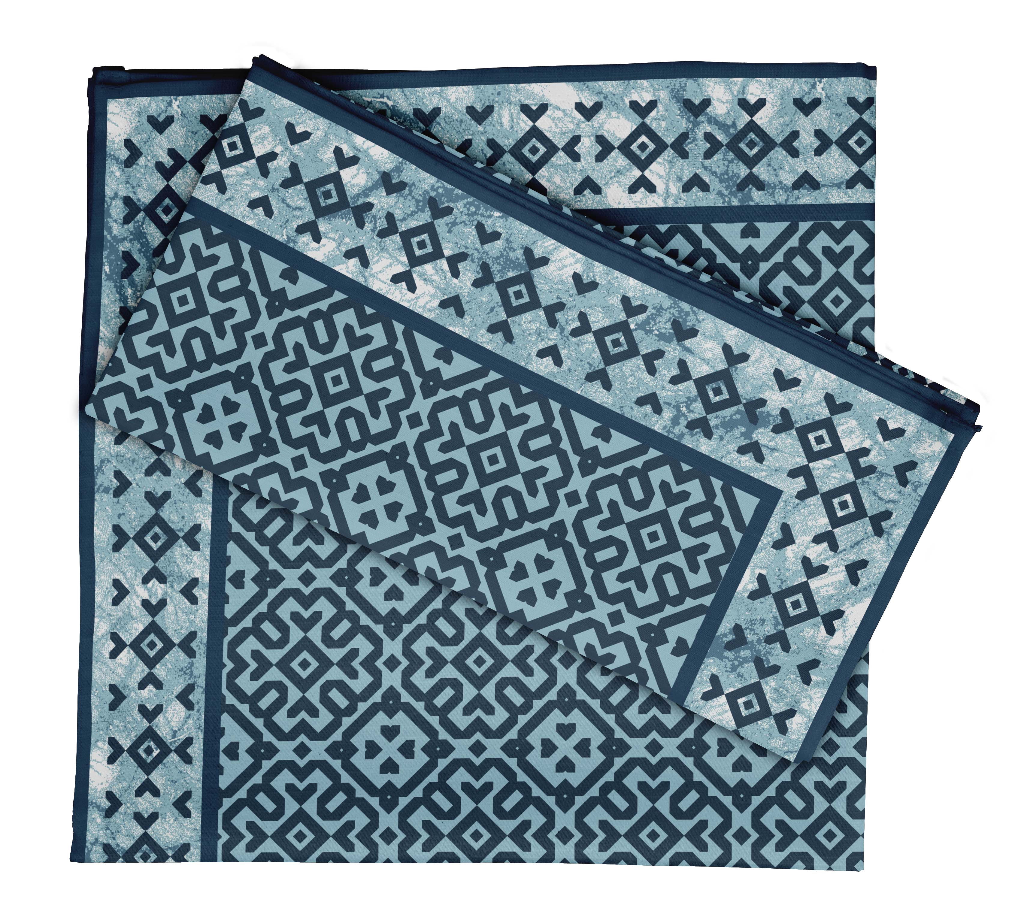 Vargottam Collection de Luxe Linge de Table Décor Serviette en Coton Tissu Imprimé Serviettes Réutilisables Ensemble de 12, 20 X 20 - Bloc Batik Asiatique