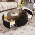 thumbnail image 4 of Noble House 31.5'' Accent Round Coffee Table,2 large Drawers Storage,Black, 4 of 9
