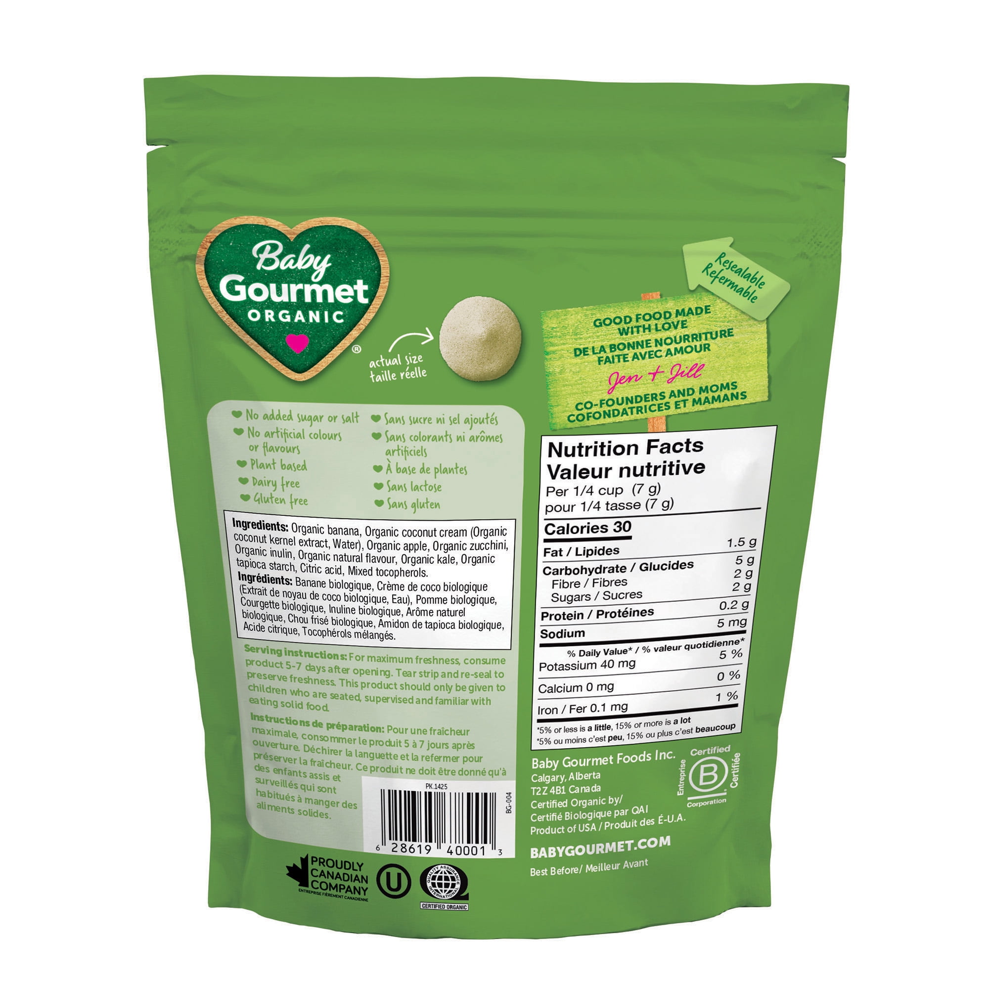 Fondants biologiques Melties™ légumes verts fruités et crème de noix de coco pour bébé de Baby Gourmet®