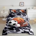 thumbnail image 2 of Erosebridal Ensembles de Literie Soccer Baseball Simple avec Couette, Insert de Couette Camouflage Gris pour Enfants Ados, Réversible, 2 of 7