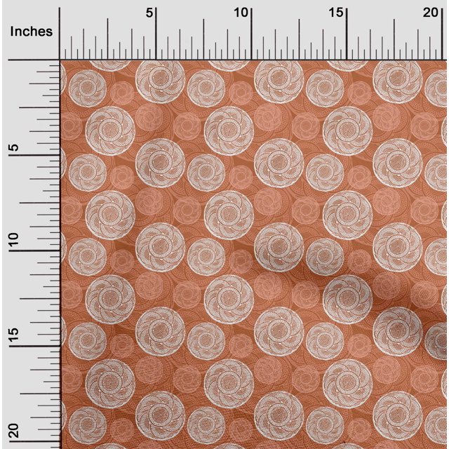oneOone Cotton Flex Fabric Circle Block Printed Fabric 1 Yard 40 Inch Wide