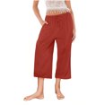 thumbnail image 4 of Yuyuzo Wide Leg Pants for Women High Waist Cotton Linen Drawstring Ruched Solid Color Boho Beach Trousers, 4 of 5