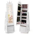 thumbnail image 1 of Gymax Kids Jewelry Cabinet with Full-Length Mirror Drawer 2 Adjustable Tilt Angles White, 1 of 10